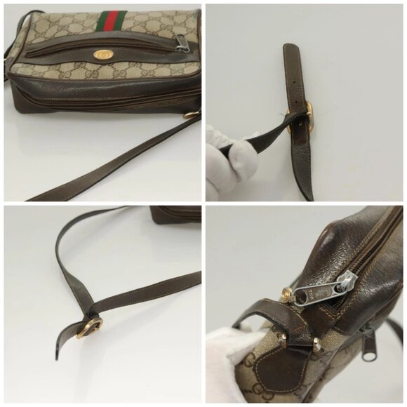 GUCCI GG Supreme Web Sherry Line Bag PVC Beige Gold 75 02 004 Auth BA3807 - Picture 16 of 16